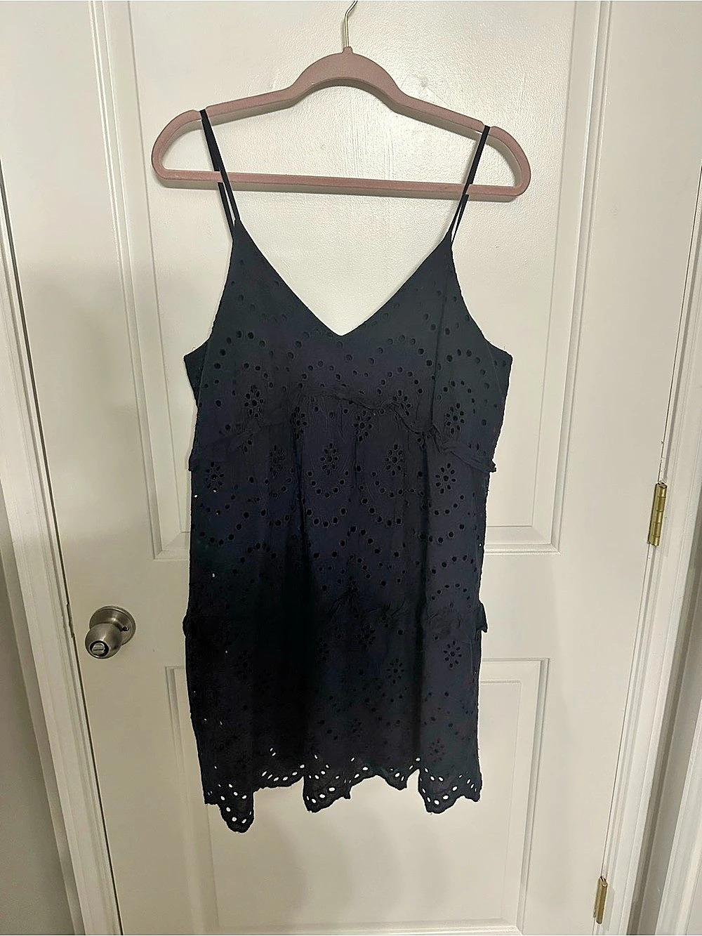 Express Eyelet Mini Dress in Navy Large Like New